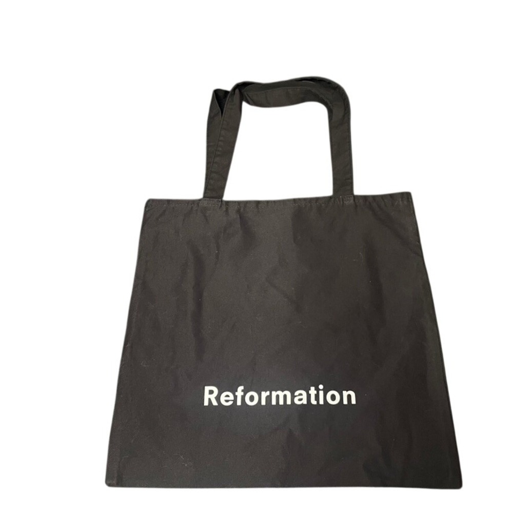 Reformation Black Canvas Tote Bag Logo Print Reusable Shopper Shoulder Bag Small